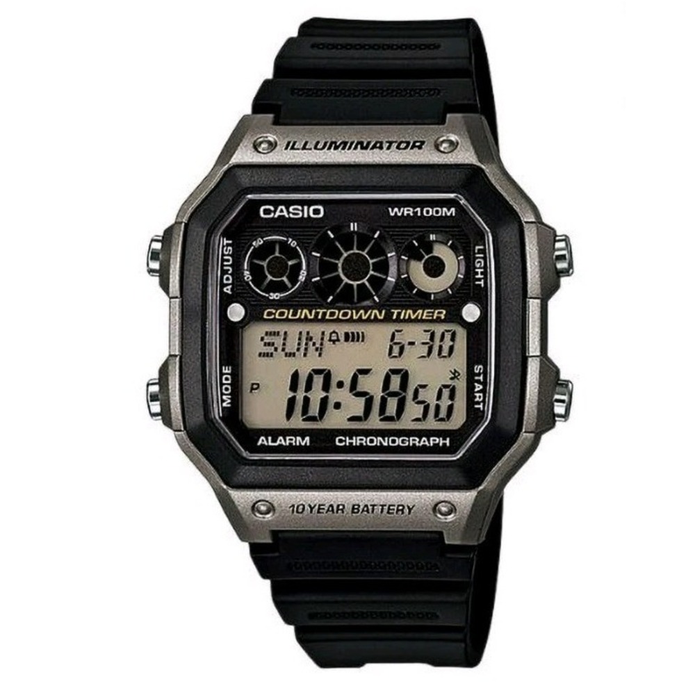 Casio Men's Watch Sport Stopwatch Digital Dial Black Resin Strap AE1300WH-8A
